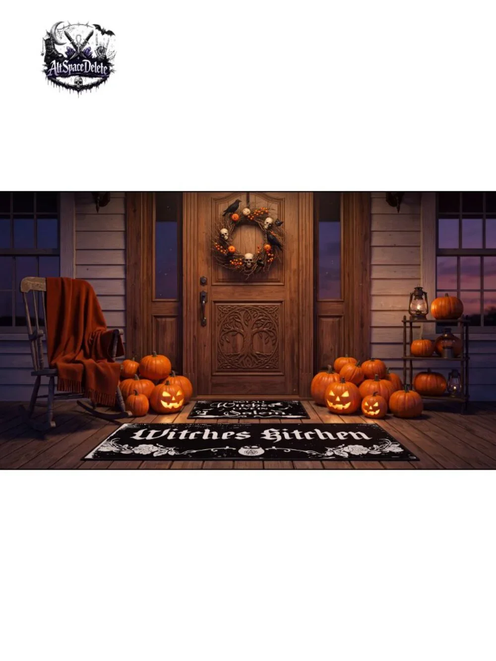 2 Pc Halloween Kitchen Rugs Witchy Floor Mats Gothic Home Decor
